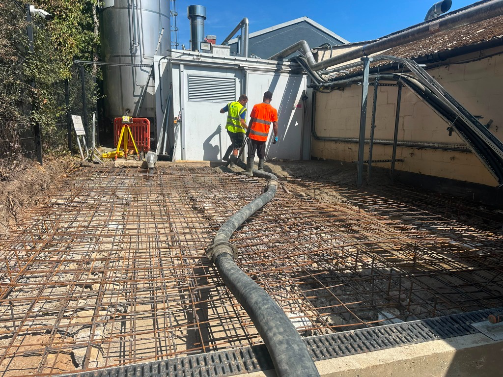 Ground Line Concrete Pumping in Foundation Trench North London